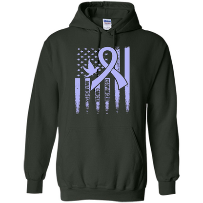 Esophageal Cancer USA Flag Periwinkle Ribbon and Dove T-shirt Forest Green