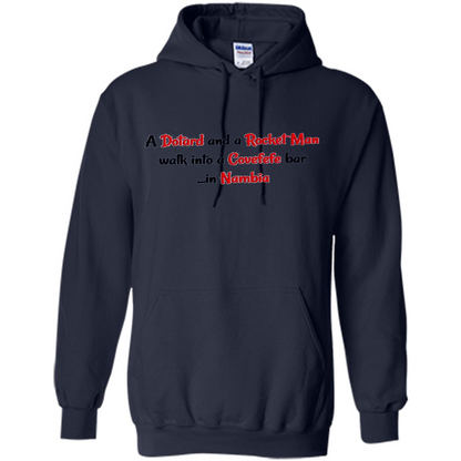 Dotard and Rocket Man T-shirt Walk Into A Covefefe Bar Navy