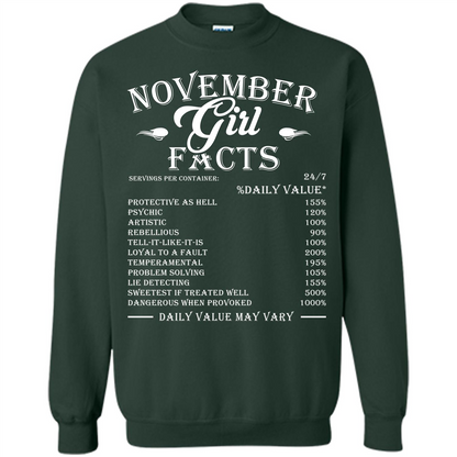 November Girl Facts T-shirt Forest Green