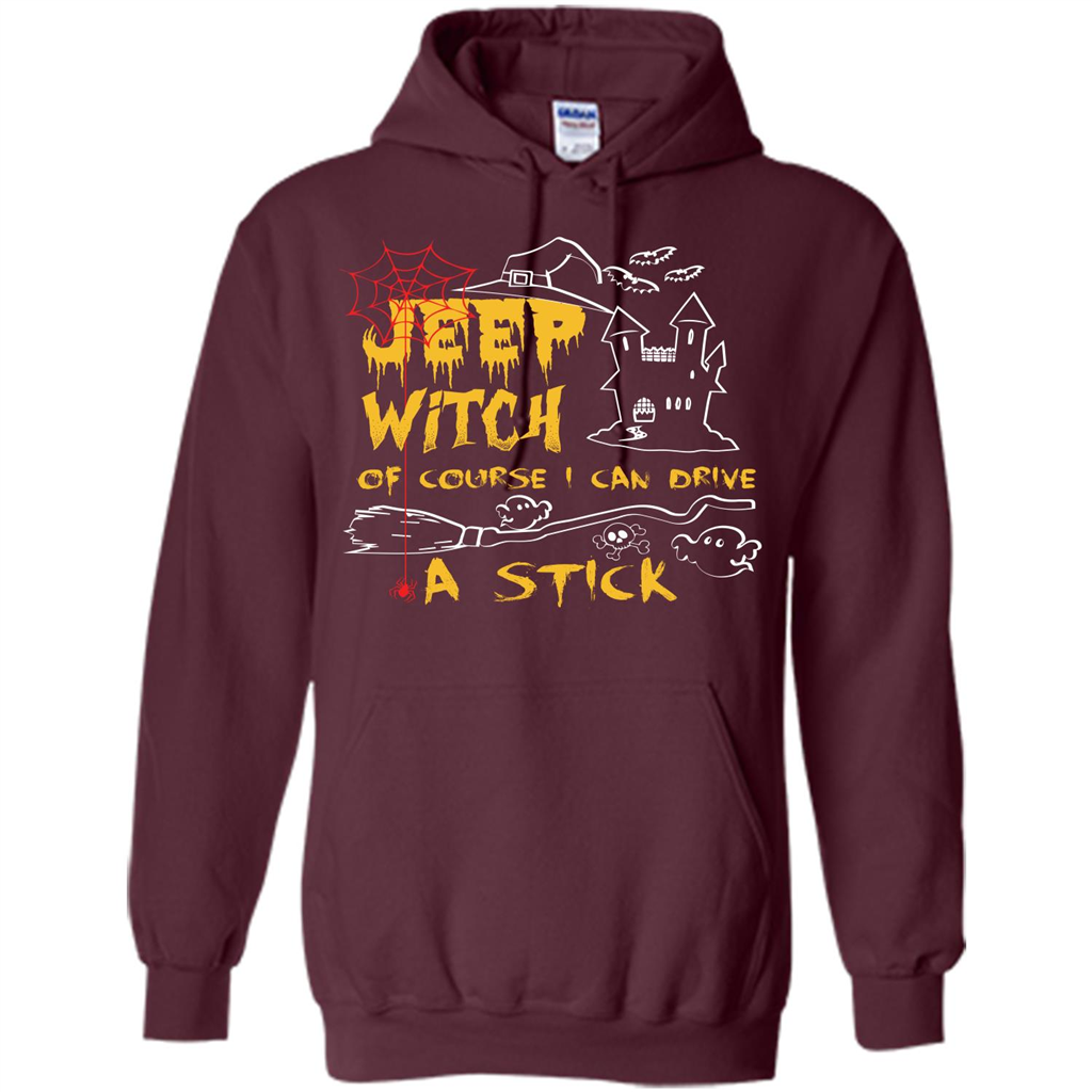 Halloween T-shirt Jeep Witch Of Course I Can Drive A Stick T-shirt Maroon