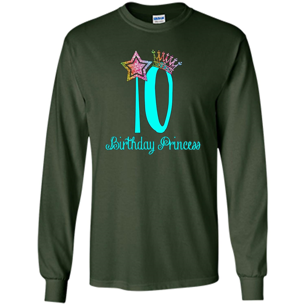 Birthday Princess Tiara T-shirt Tenth Birthday T-Shirt Forest Green