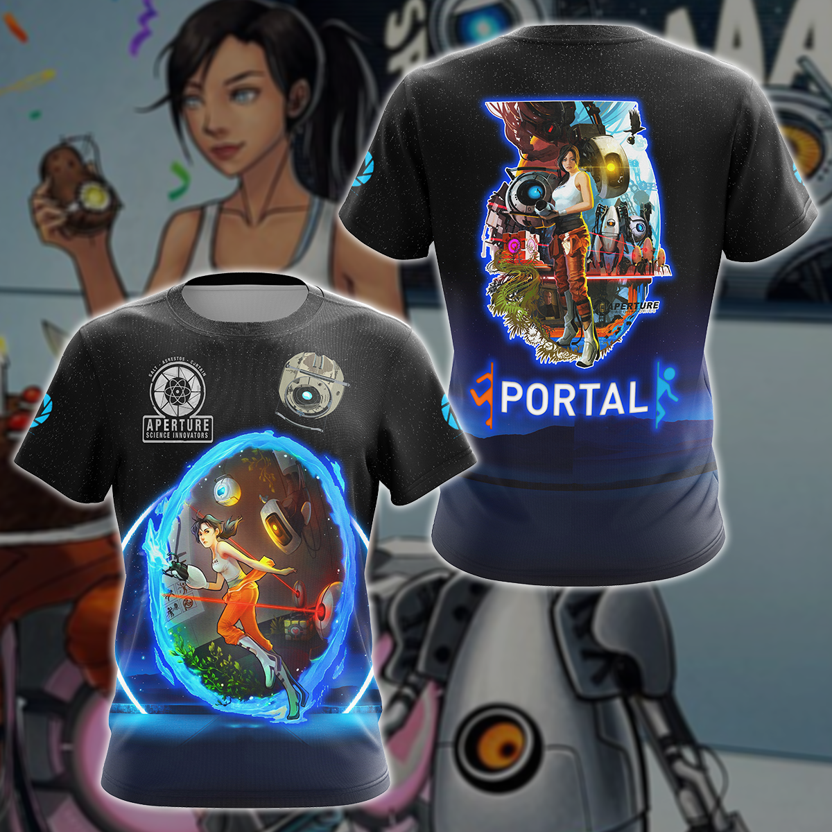 Portal Video Game 3D All Over Printed T-shirt Tank Top Zip Hoodie Pullover Hoodie Hawaiian Shirt Beach Shorts Jogger T-shirt S 