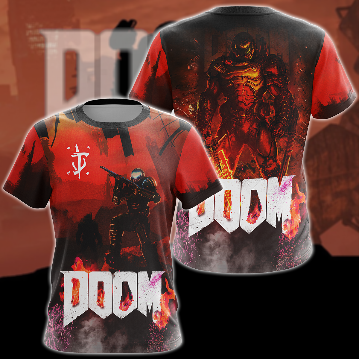 Doom Video Game 3D All Over Print T-shirt Tank Top Zip Hoodie Pullover Hoodie Hawaiian Shirt Beach Shorts Jogger T-shirt S 