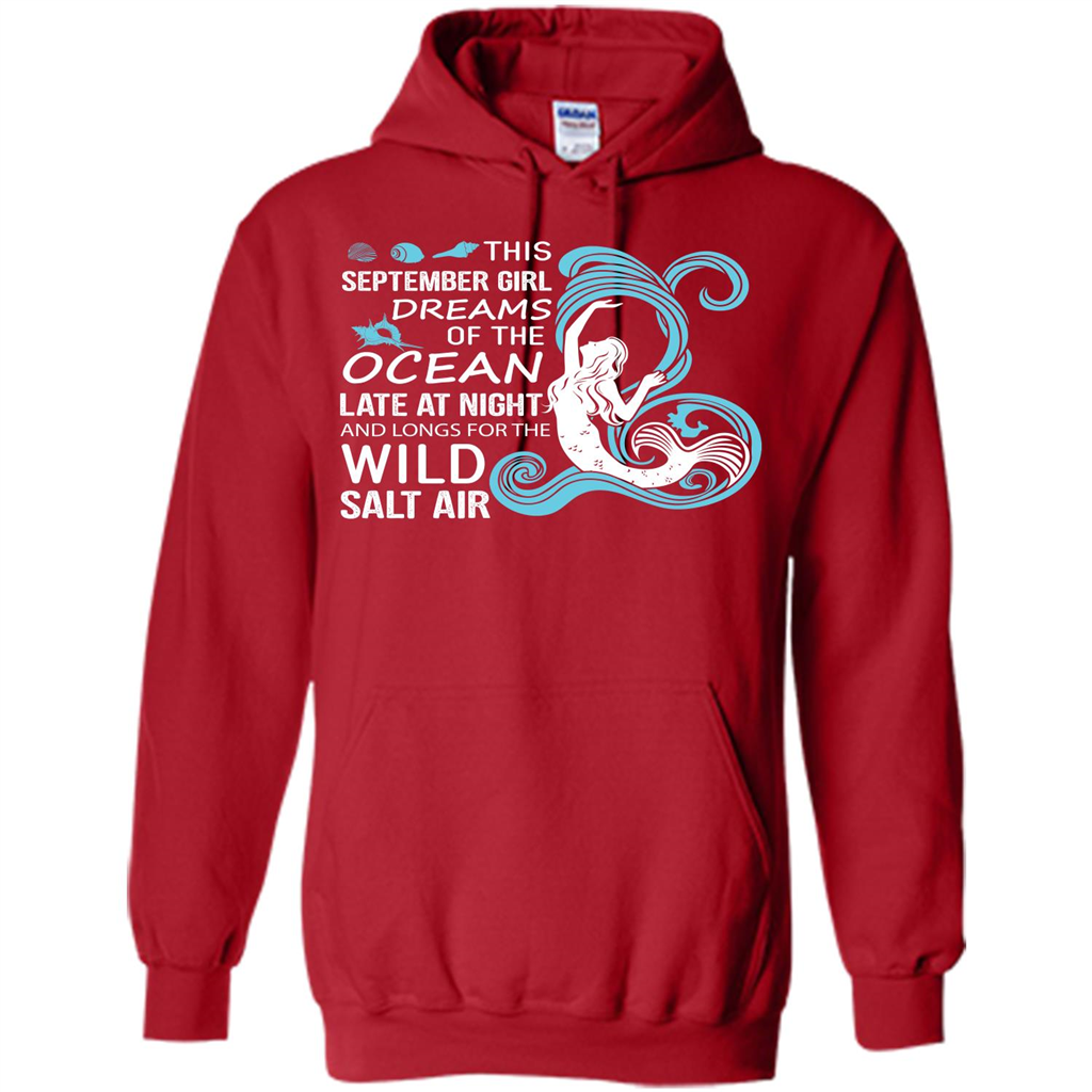This September Girl Dreams Of The Ocean Late At Night T-shirt Red