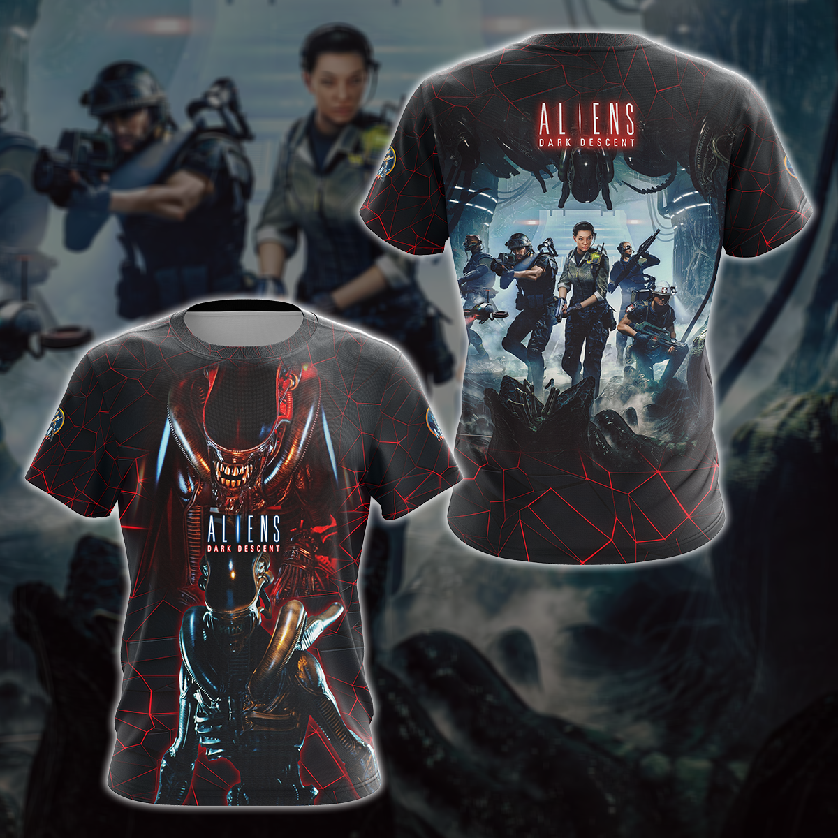 Aliens: Dark Descent Video Game 3D All Over Printed T-shirt Tank Top Zip Hoodie Pullover Hoodie Hawaiian Shirt Beach Shorts Jogger T-shirt S 