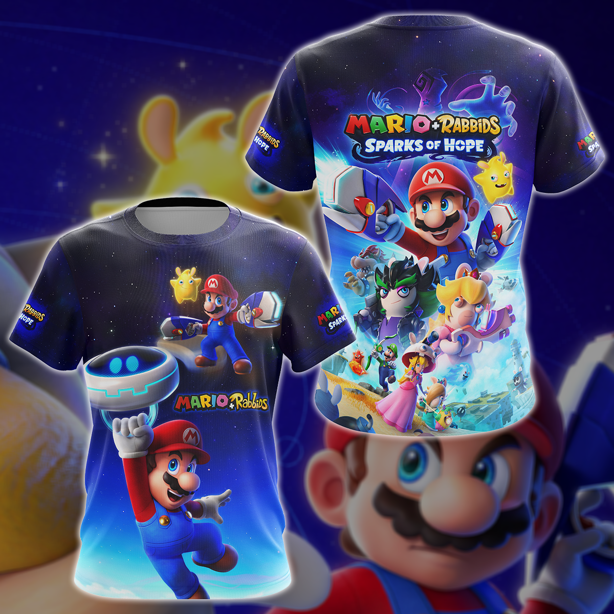 Mario + Rabbids Sparks of Hope Video Game 3D All Over Printed T-shirt Tank Top Zip Hoodie Pullover Hoodie Hawaiian Shirt Beach Shorts Jogger T-shirt S 