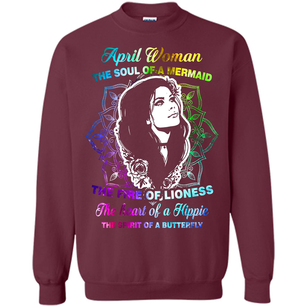 April Woman T-shirt The Heart Of A Hippie Maroon