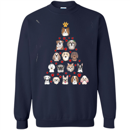 Dog Lover T-shirt Christimas Tree For Dog Lover T-shirt Navy