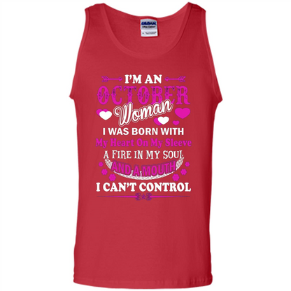 I'm An October Woman T-Shirt I Was Born With My Heart On My Sleeve Red