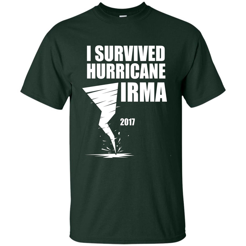 I Survived Hurricane Irma Graphic T-shirt Forest Green