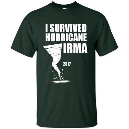 I Survived Hurricane Irma Graphic T-shirt Forest Green