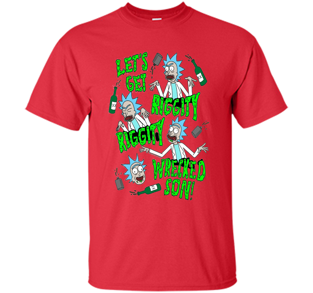 Rick &amp; Morty Riggity Riggity Wrecked shirt Red