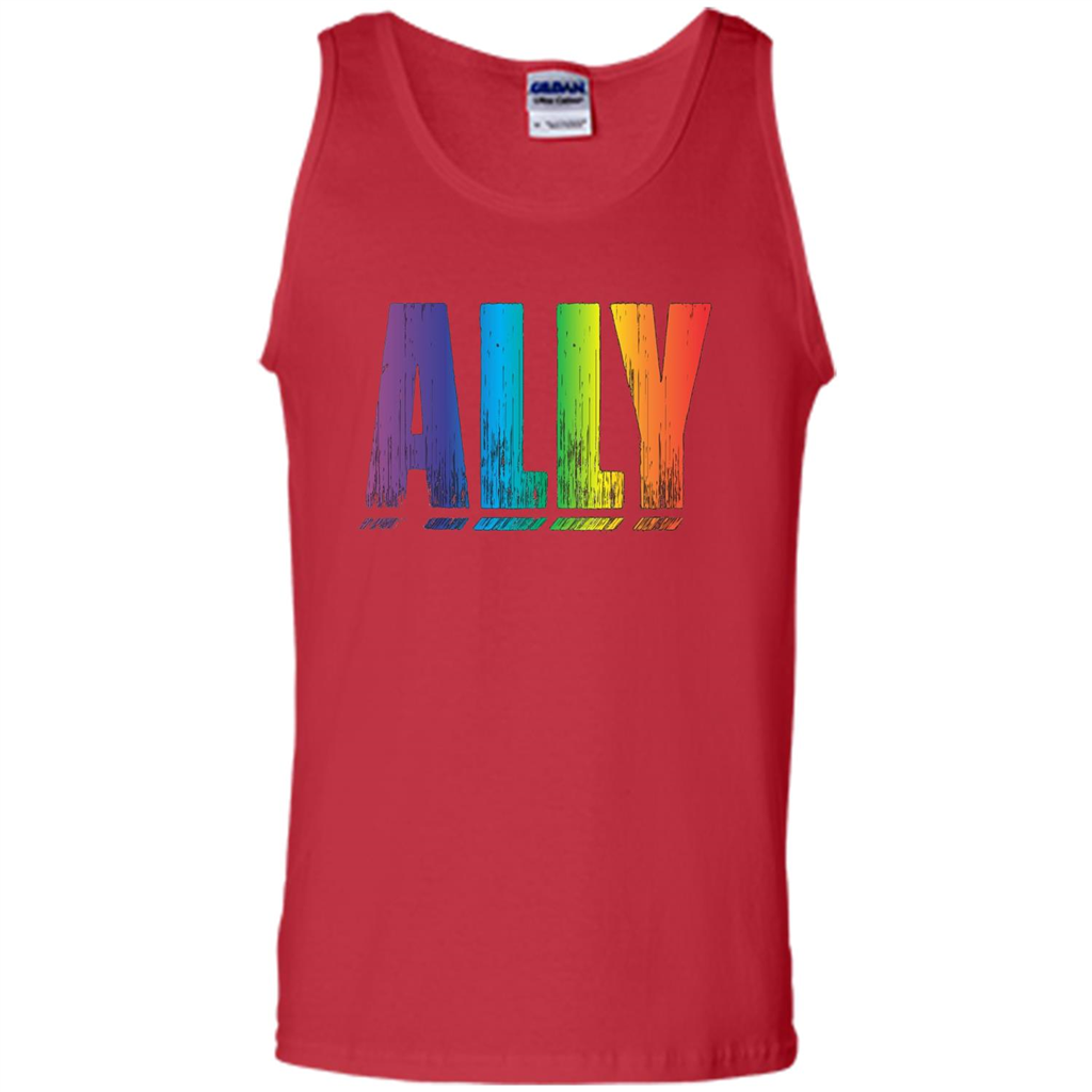 LGBTQ T-shirt Proud LGBT Ally Rainbow Gay Pride Support Red
