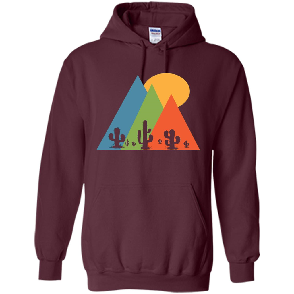 Cactus, Mountain and Sun T-shirt Maroon