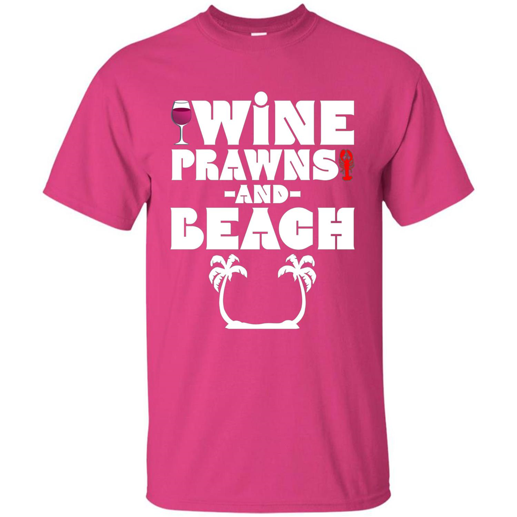 Wine Summer Time With Beach And Prawns T-Shirt Heliconia