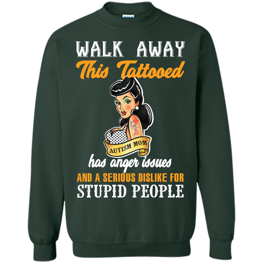 Autism Awareness T-shirt Walk Away This Tattooed Forest Green