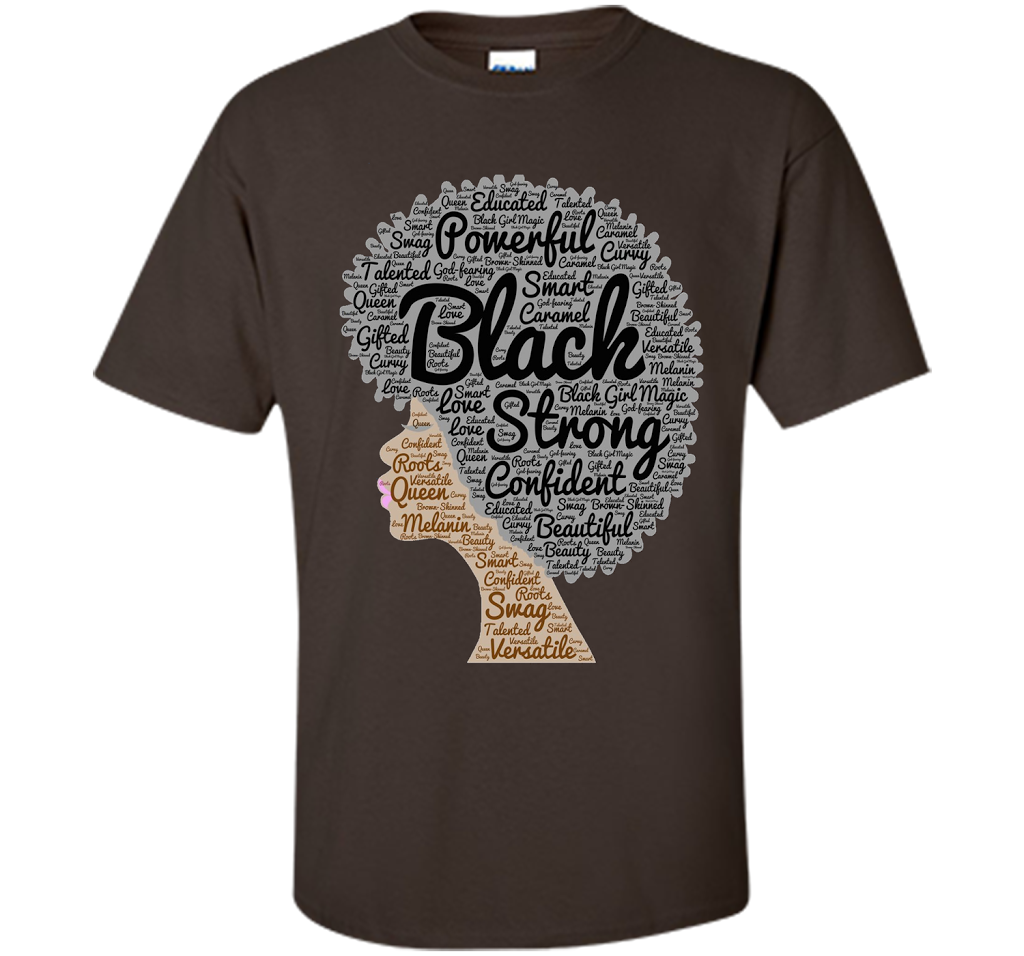 Afro Word Art Natural Hair T-Shirt for Black Women shirt Dark Chocolate