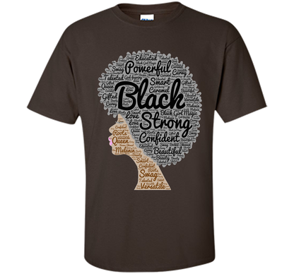 Afro Word Art Natural Hair T-Shirt for Black Women shirt Dark Chocolate