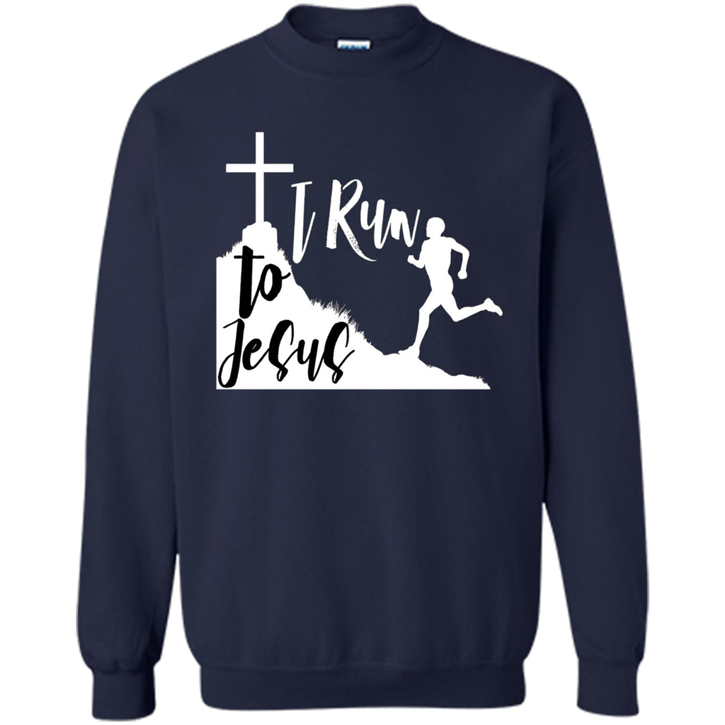 Christian T-shirt I Run To Jesus Navy