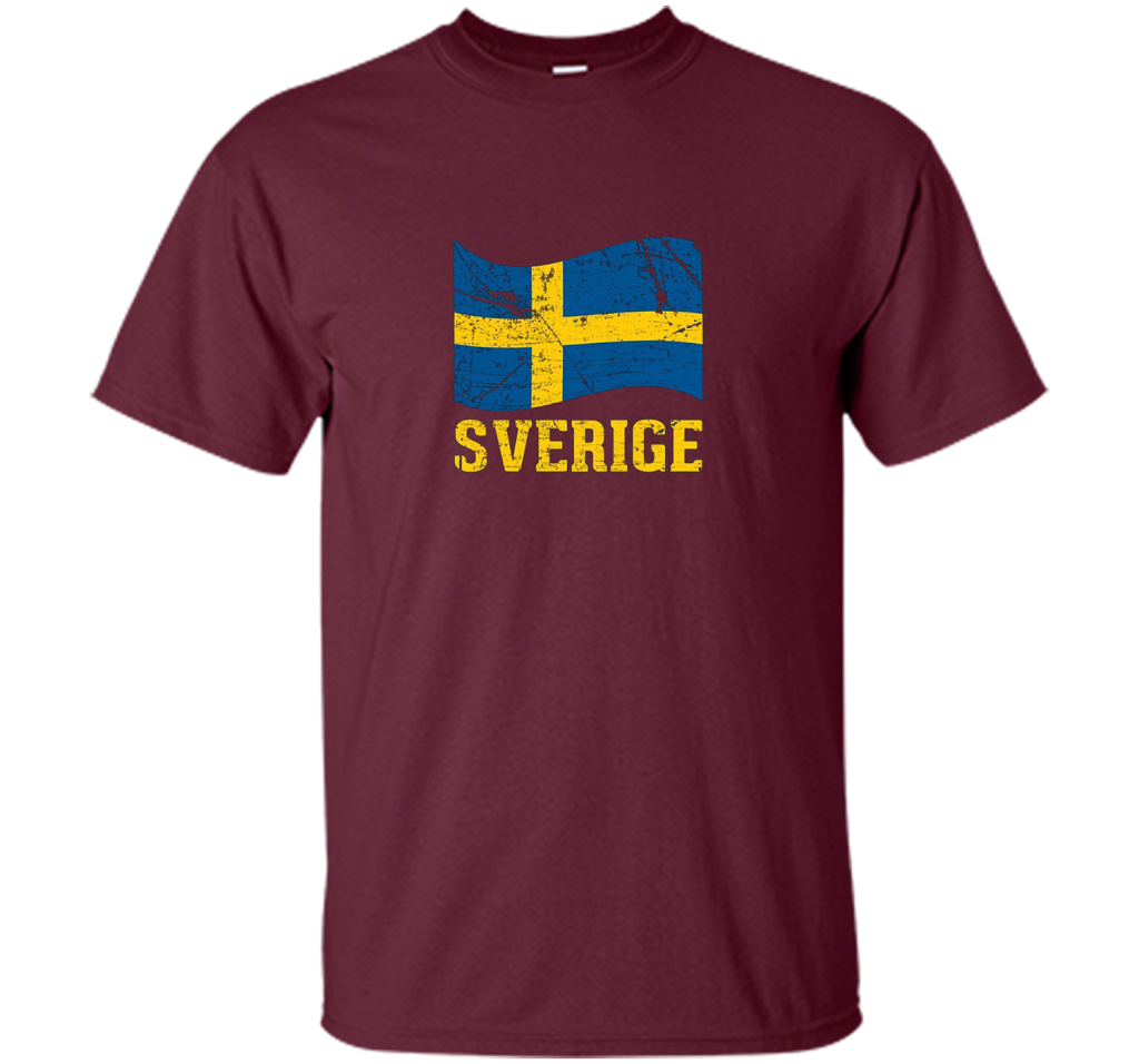 Swedish Flag, Sverige Souvenir Vintage T-Shirt t-shirt Maroon
