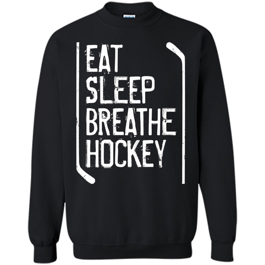 Funny Hockey T-shirt Eat Sleep Breathe Hockey T-Shirt Black