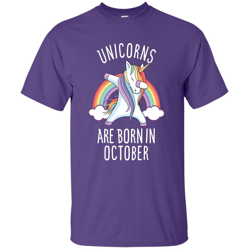 October Birthday T-shirt Unicorns Are Born In October Dabbing Purple