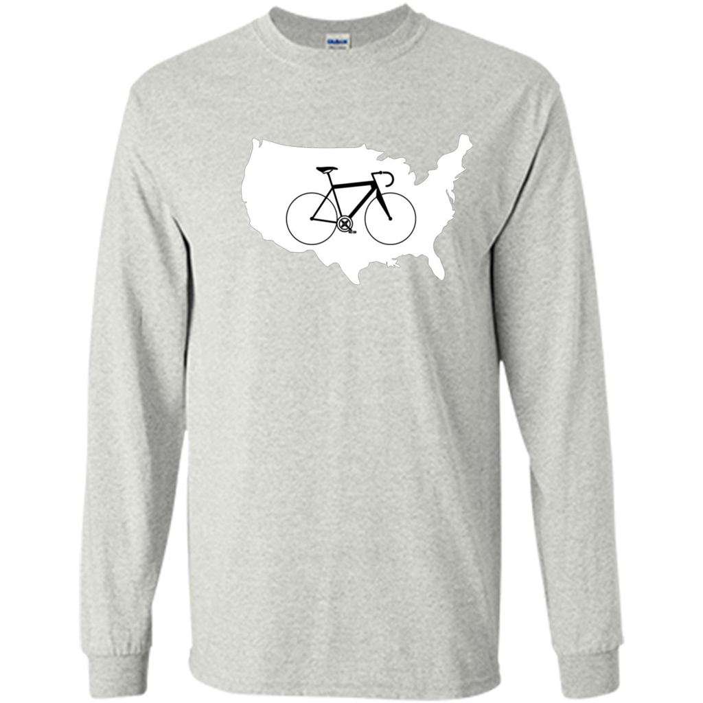 Bicycle America T-shirt USA States Road Bike Ash
