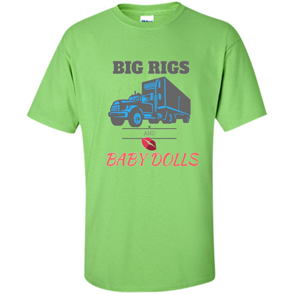 Trucker T-shirt Big Rigs And Baby Dolls Lime