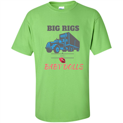Trucker T-shirt Big Rigs And Baby Dolls Lime