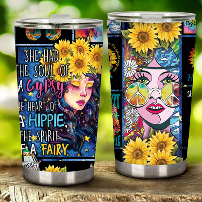 Hippie Girl She Has The Soul Of A Gypsy Tumbler 20oz
