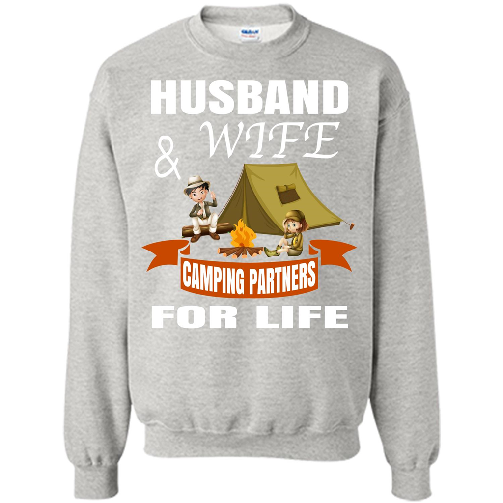 Camping Family T-shirt Husband And Wife Camping Partners For LIfe Ash