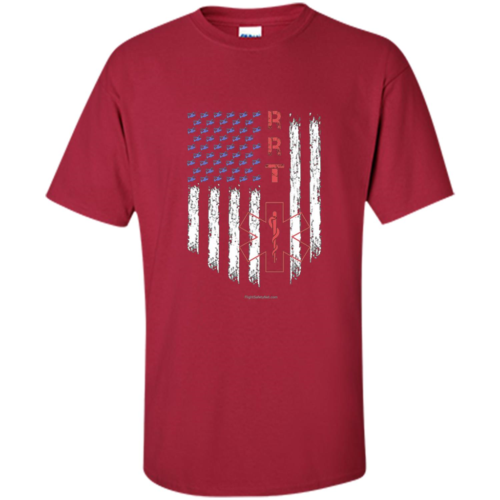 RRT - Respiratory Therapist American Flag T-shirt Cardinal