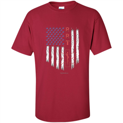 RRT - Respiratory Therapist American Flag T-shirt Cardinal
