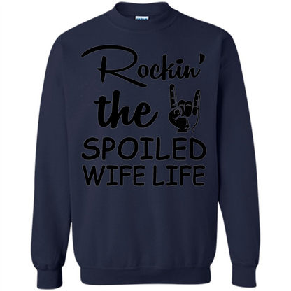 Rockin The Spoiled Wife Life White T-Shirt Navy