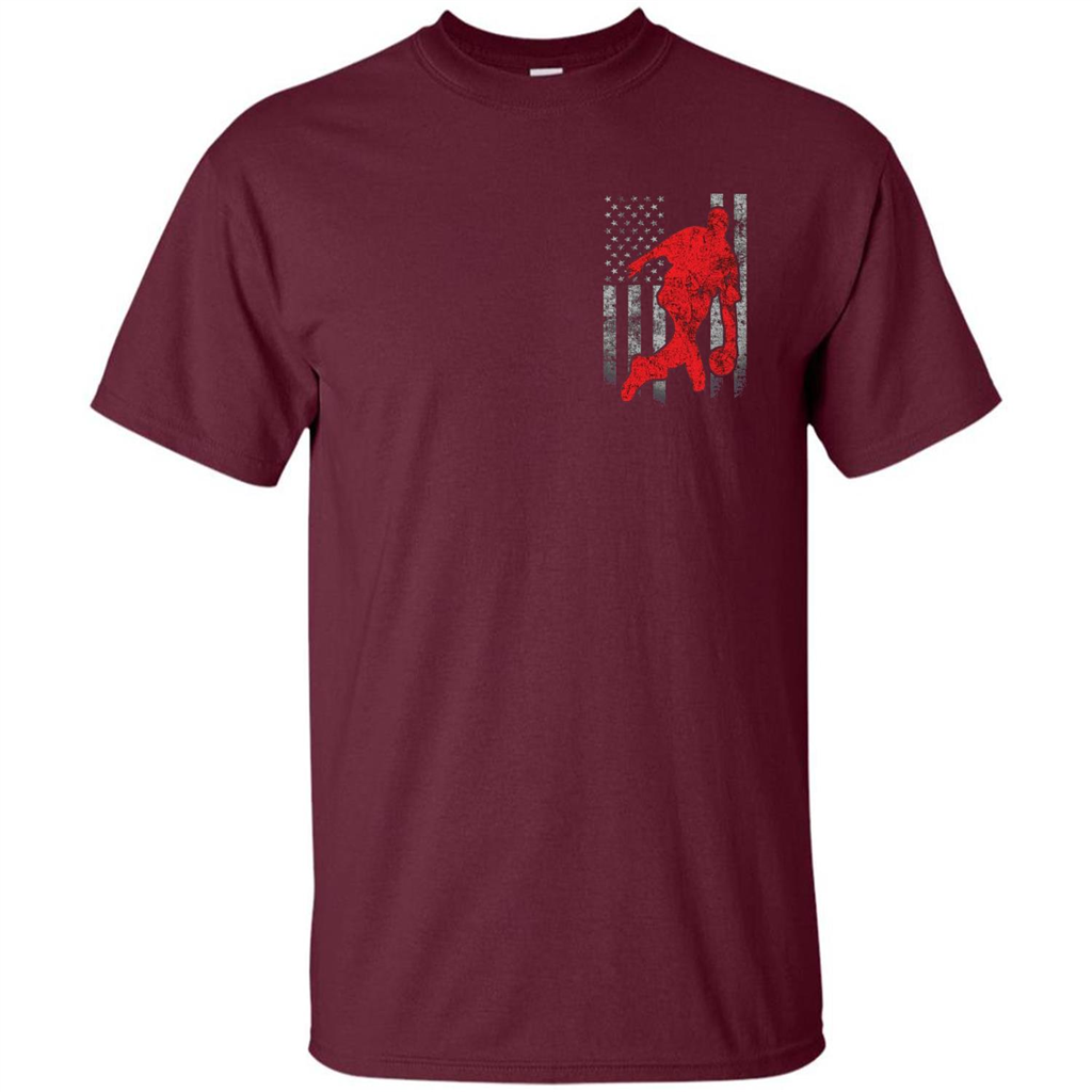 Bowling Man T-shirt - American Flag Bowling T-shirt Maroon