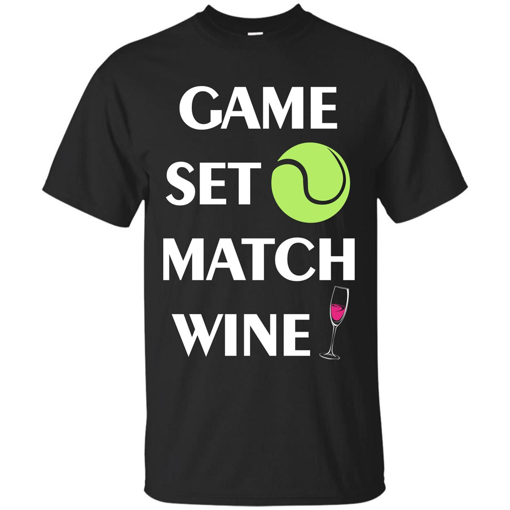 Tennis T-shirt Game Set Match Wine T-shirt Black