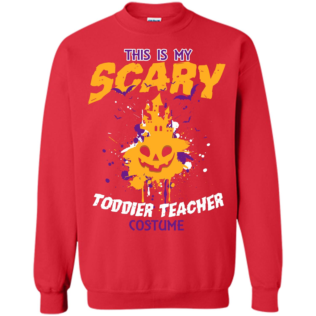 Halloween T-shirt This Is My Scary Toddier Teacher Costume T-shirt Red