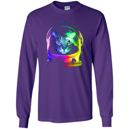 Astronaut Cat T-shirt Purple