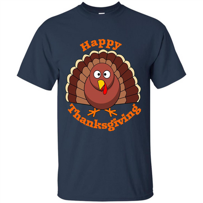 Happy Thanksgiving With Turkey T-shirt Navy
