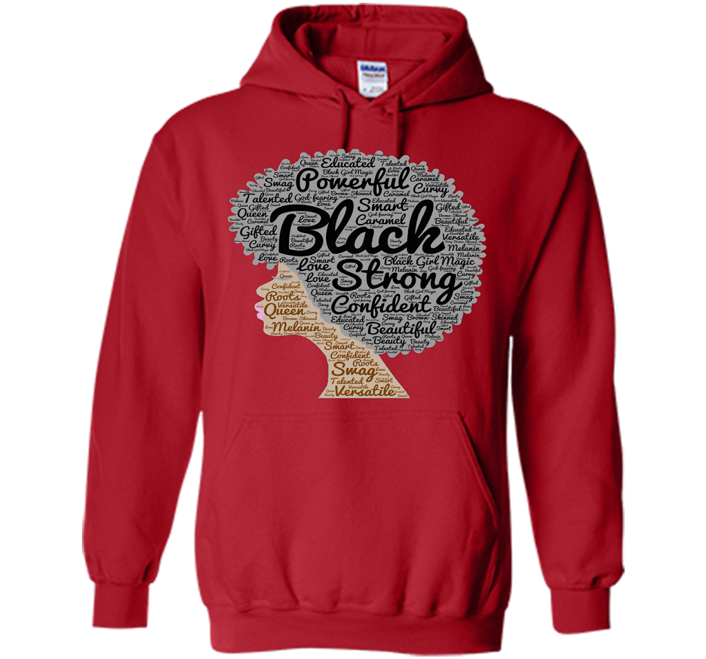 Afro Word Art Natural Hair T-Shirt for Black Women shirt Red