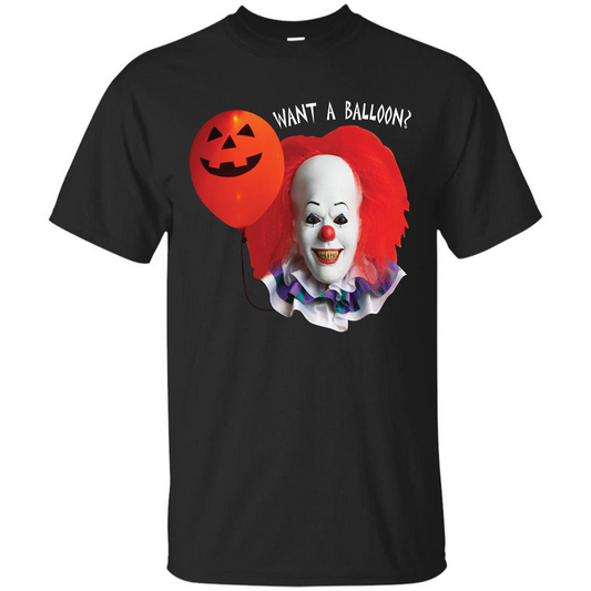 Halloween T-shirt Want A Balloon T-shirt Black