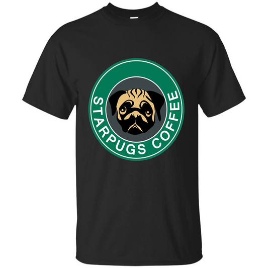 Starpugs Coffee T-shirt Pug Dog Lover T-shirt Black
