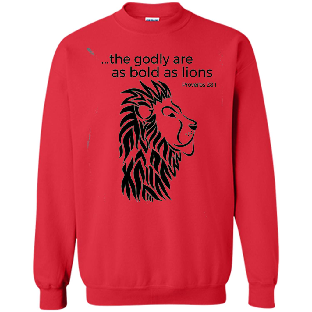 Proverbs 28:1 The Godly Are As Bold As Lions Bible Christian T-shirt Red