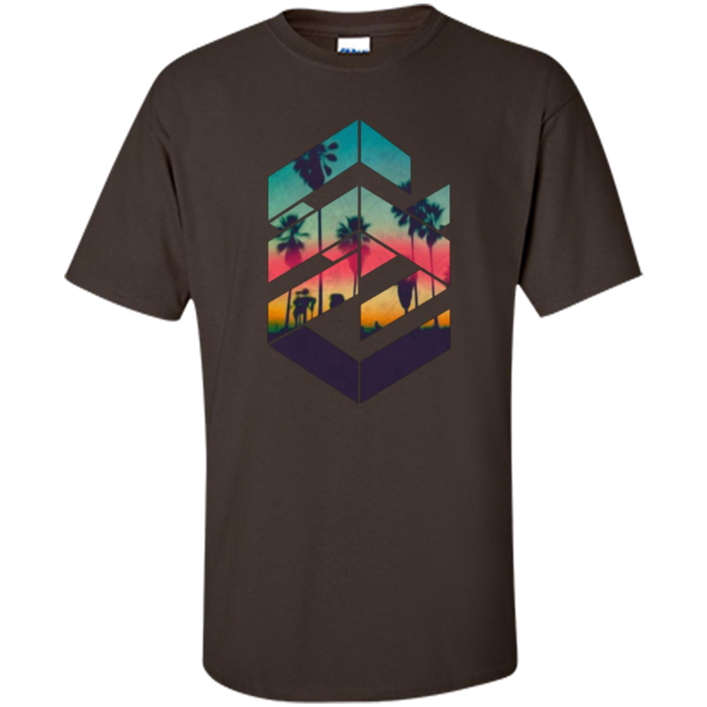 Summer T-shirt Geometric Sunset Beach Dark Chocolate