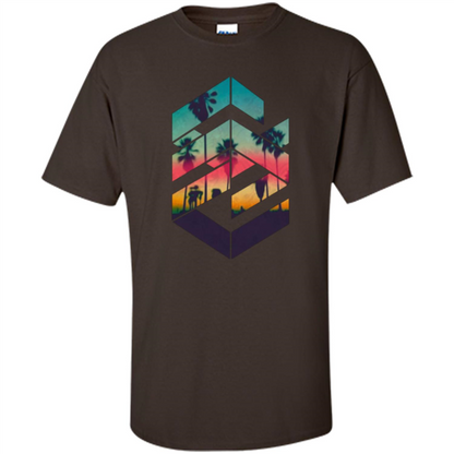 Summer T-shirt Geometric Sunset Beach Dark Chocolate