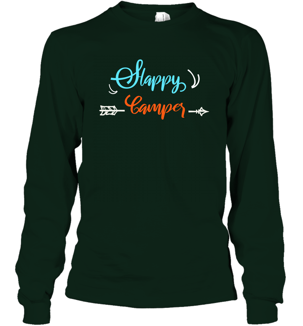 Happy Camper Shirt Long Sleeve T-Shirt Long Sleeve T-Shirt Forest Green