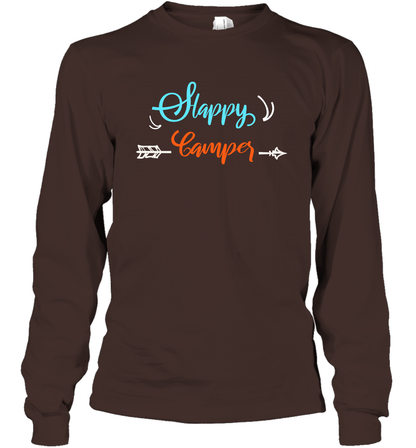Happy Camper Shirt Long Sleeve T-Shirt Long Sleeve T-Shirt Dark Chocolate