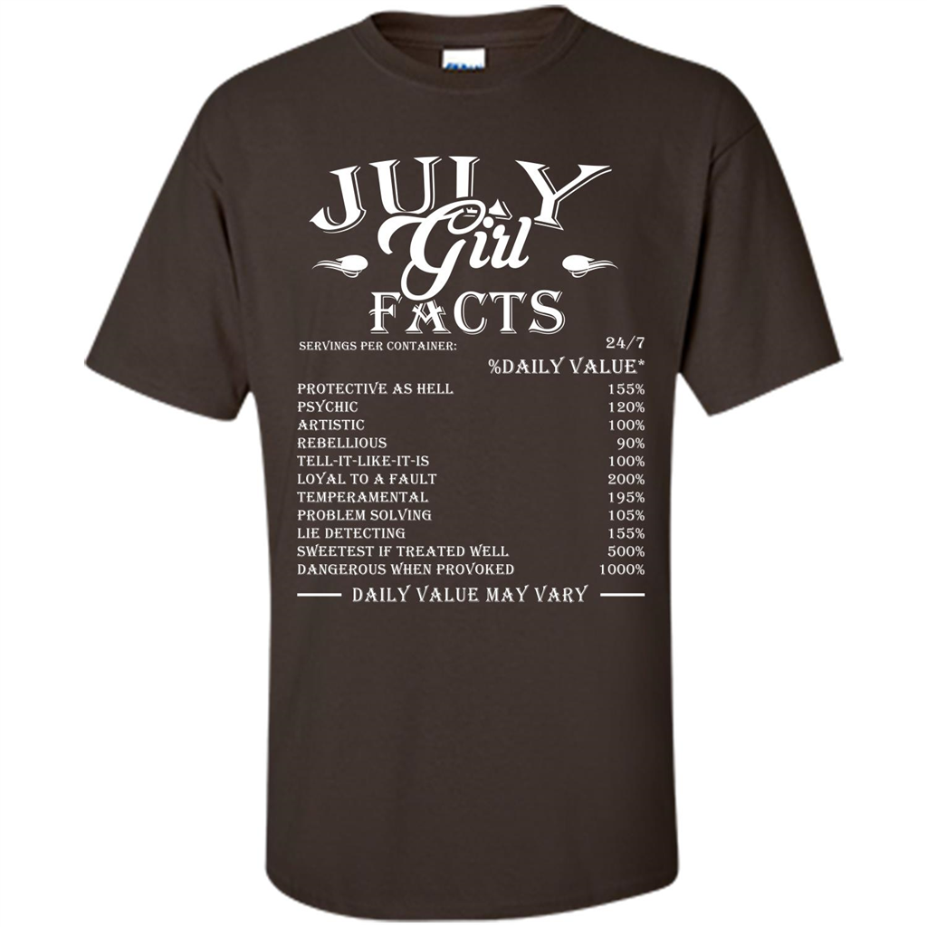 July Girl Facts T-shirt Dark Chocolate