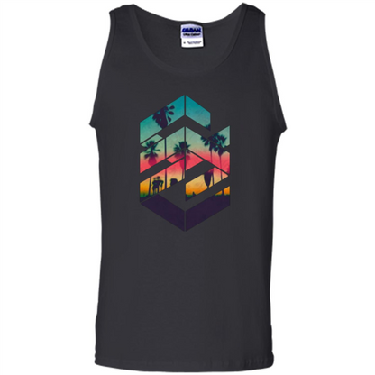 Summer T-shirt Geometric Sunset Beach Black