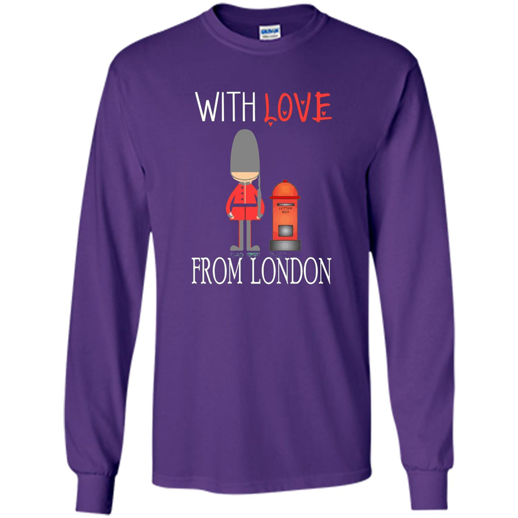 With Love From London England Britain Palace Guard T-shirt Purple